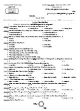 Đề thi thử học kỳ II lần 1 môn Hóa học Lớp 11 - Mã đề 0702 - Năm học 2016-2017 - Trường THPT Vĩnh Long